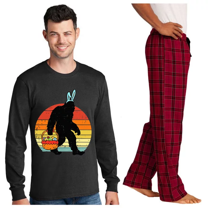 Bigfoot Sasquatch Bunny Easter Eggs Retro Long Sleeve Pajama Set