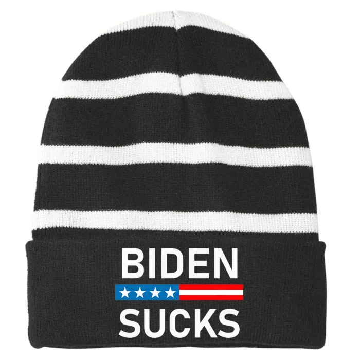 Biden Sucks Striped Beanie with Solid Band