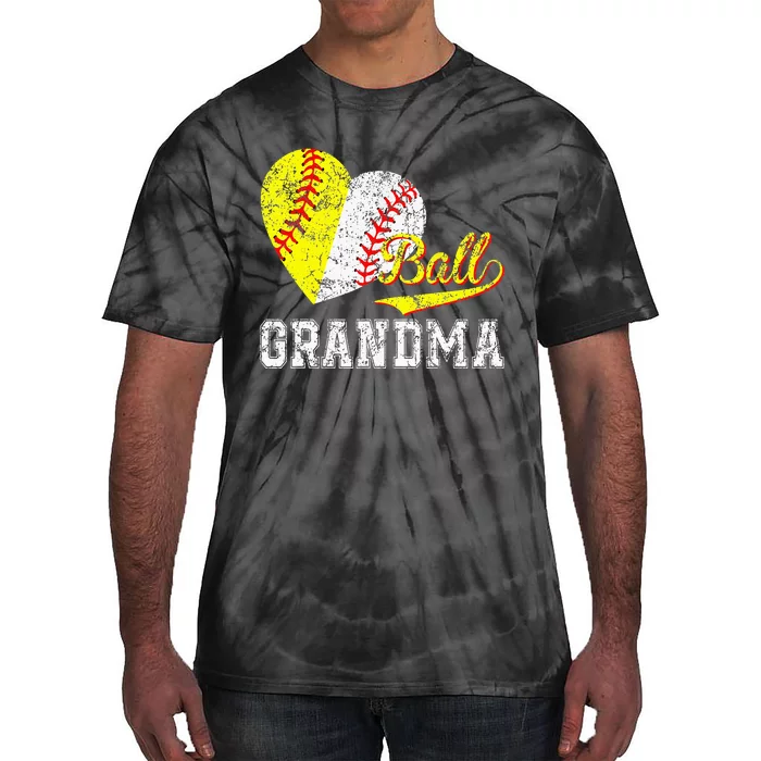 Baseball Softball Ball Heart Grandma Mother's Day Tie-Dye T-Shirt