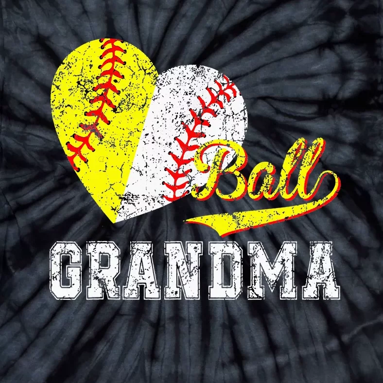 Baseball Softball Ball Heart Grandma Mother's Day Tie-Dye T-Shirt