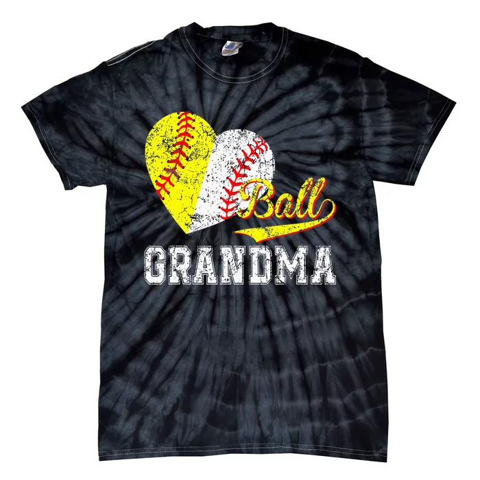 Baseball Softball Ball Heart Grandma Mother's Day Tie-Dye T-Shirt