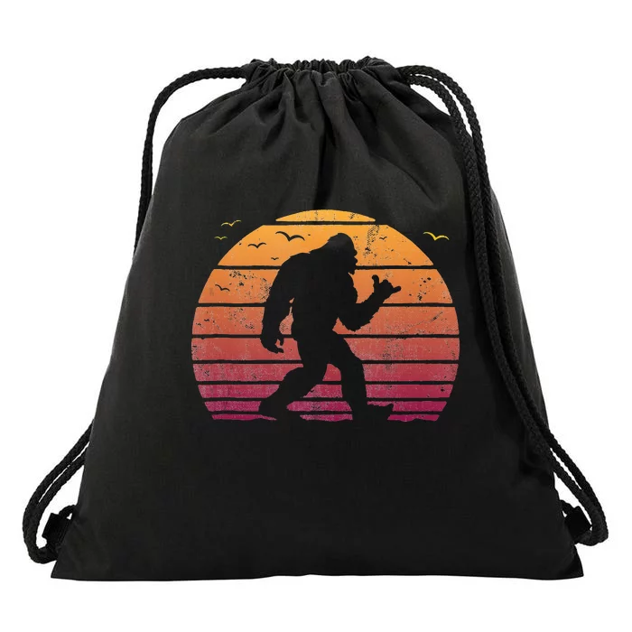 Bigfoot Surfing Beach Vacation Drawstring Bag