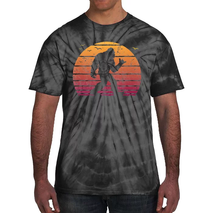 Bigfoot Surfing Beach Vacation Tie-Dye T-Shirt