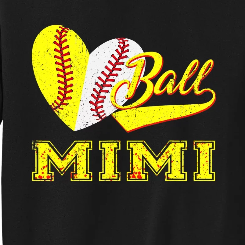 Baseball Softball Ball Heart Mimi Mother's Day Sweatshirt