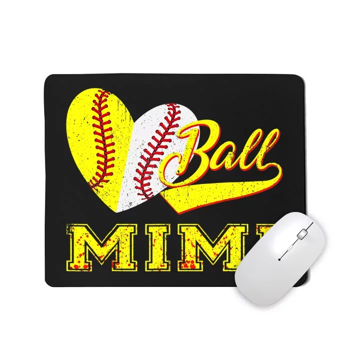 Baseball Softball Ball Heart Mimi Mother's Day Mousepad