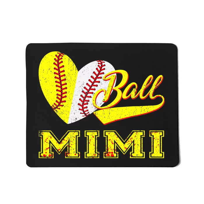 Baseball Softball Ball Heart Mimi Mother's Day Mousepad