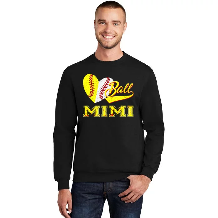 Baseball Softball Ball Heart Mimi Mother's Day Tall Sweatshirt