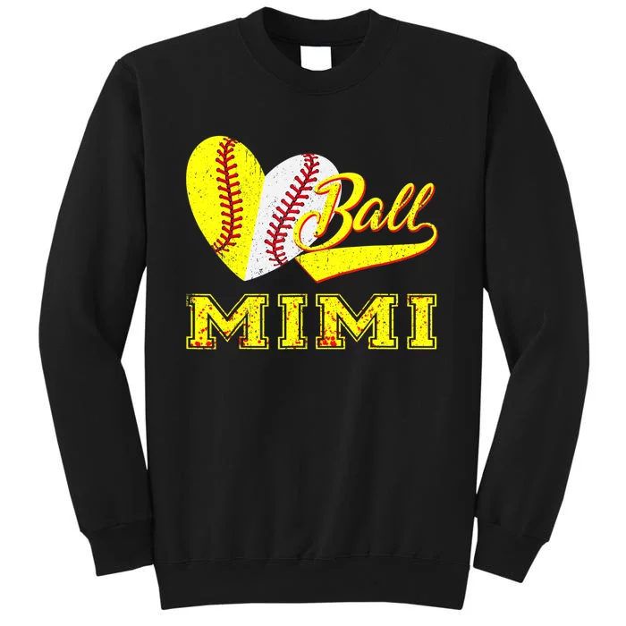 Baseball Softball Ball Heart Mimi Mother's Day Tall Sweatshirt