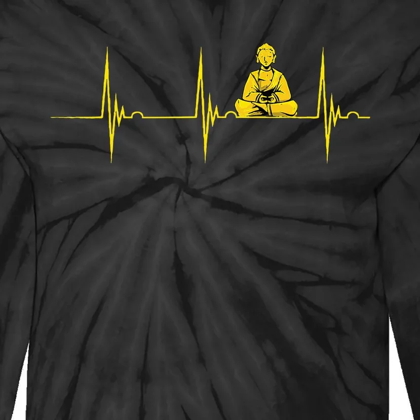 Buddha Statue Buddhist Heartbeat Ekg Pulse Zen Yoga Buddhism Tie-Dye Long Sleeve Shirt