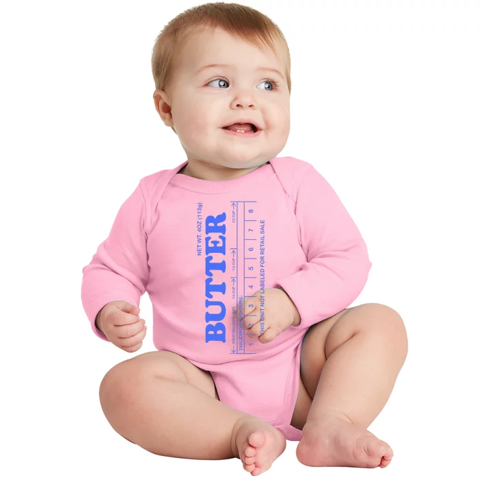 Butter Stick Blue Funny Baby Long Sleeve Bodysuit