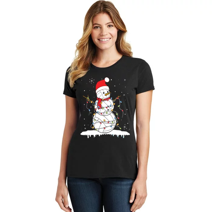 Baseball Snowman Balls Snow Christmas Xmas Women's T-Shirt