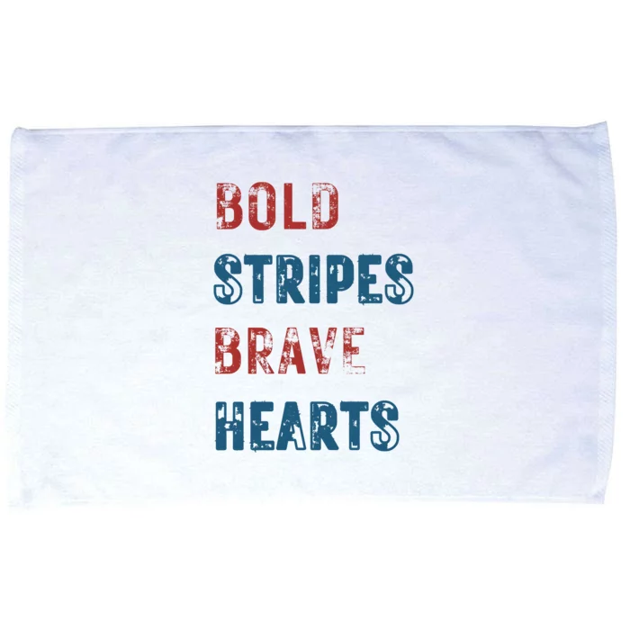 Bold Stripes Brave Hearts 4th Of July Microfiber Hand Towel