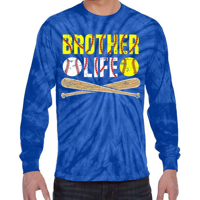 Baseball Softball Brother Life Softball Baseball Brother Cool Gift Tie-Dye Long Sleeve Shirt