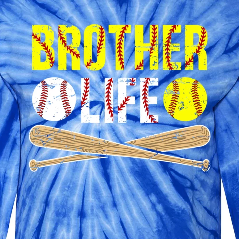 Baseball Softball Brother Life Softball Baseball Brother Cool Gift Tie-Dye Long Sleeve Shirt