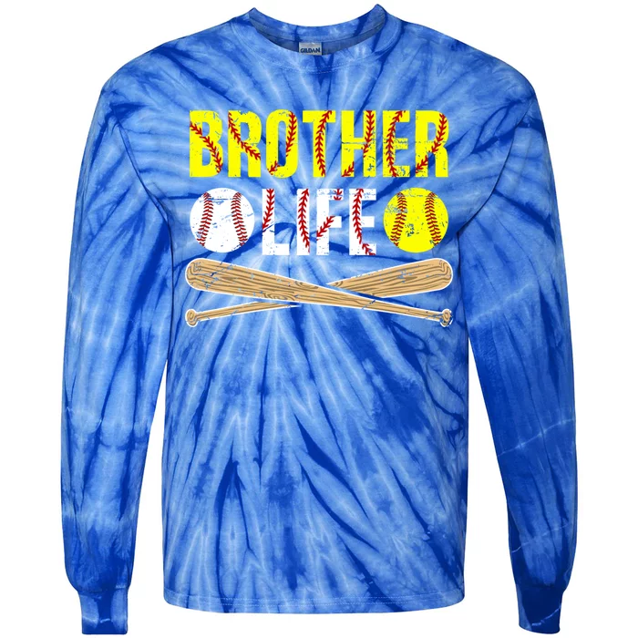 Baseball Softball Brother Life Softball Baseball Brother Cool Gift Tie-Dye Long Sleeve Shirt