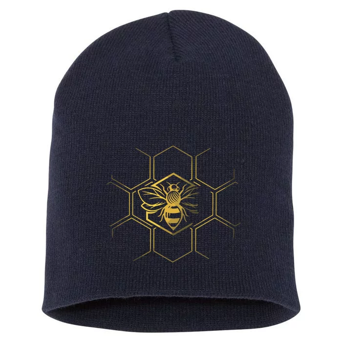 Beekeeper Shirts, Beekeeping Honeycomb Love For Bees Short Acrylic Beanie