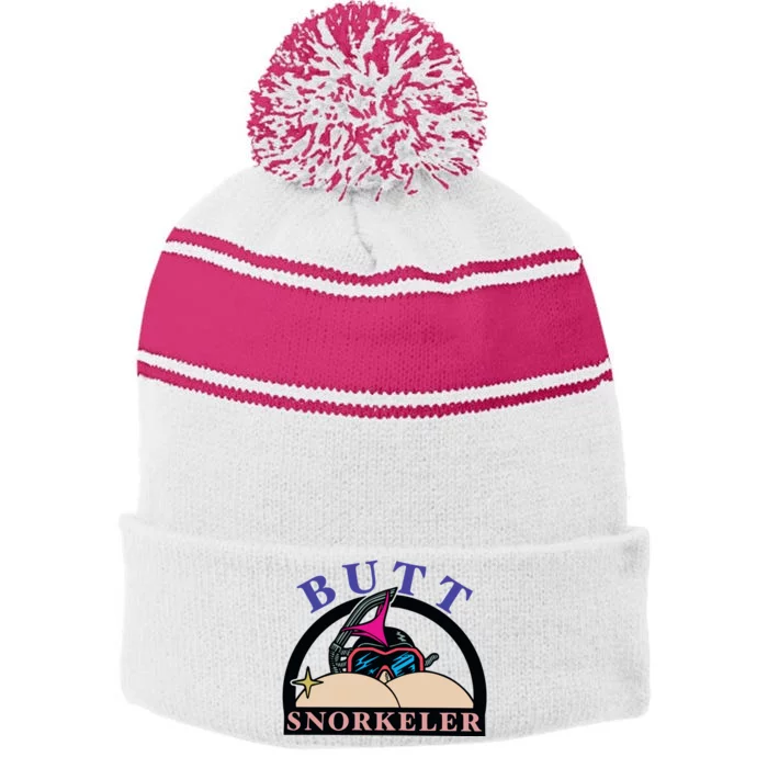 Butt Snorkeler Stripe Pom Pom Beanie