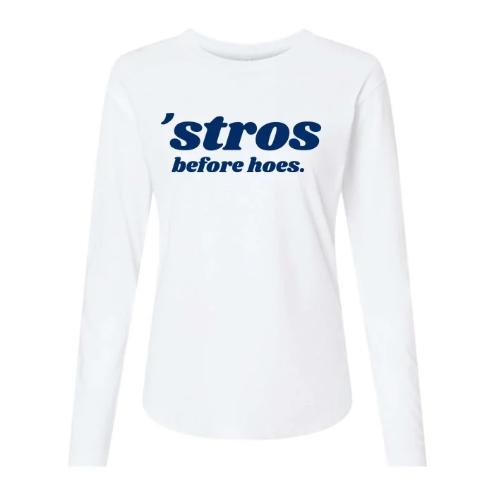 Baseball Stros Before Hoes Houston Womens Cotton Relaxed Long Sleeve T-Shirt