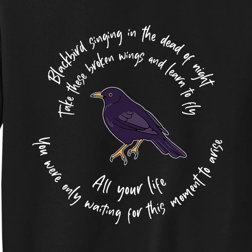 Blackbird Singing Bird Wings Microphone Singer Lyrics Artist Tall Sweatshirt