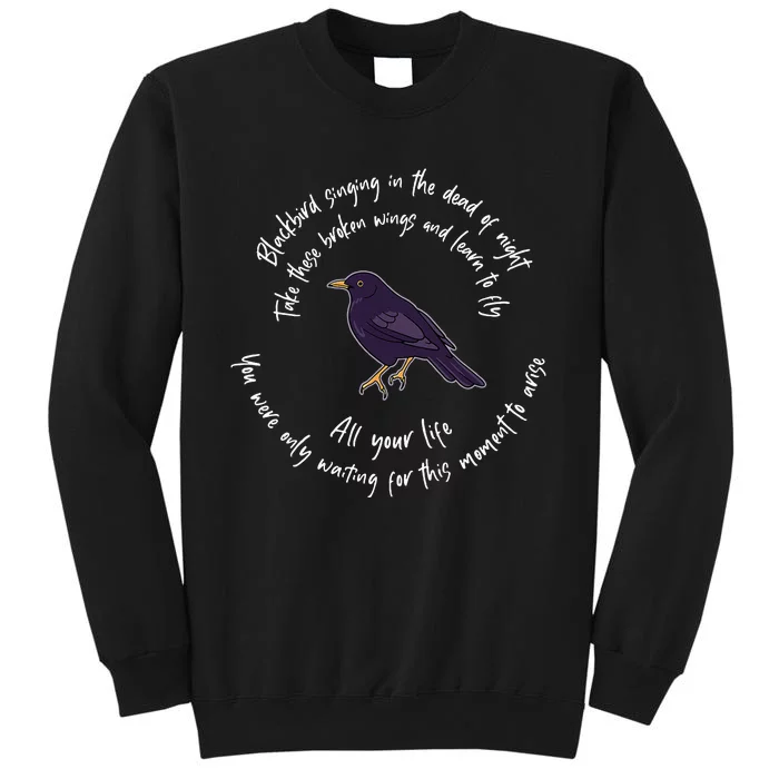 Blackbird Singing Bird Wings Microphone Singer Lyrics Artist Tall Sweatshirt