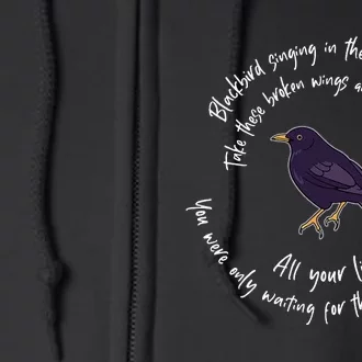 Blackbird Singing Bird Wings Microphone Singer Lyrics Artist Full Zip Hoodie