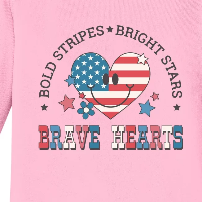 Bold Stripes Bright Stars Brave Hearts Baby Long Sleeve Bodysuit