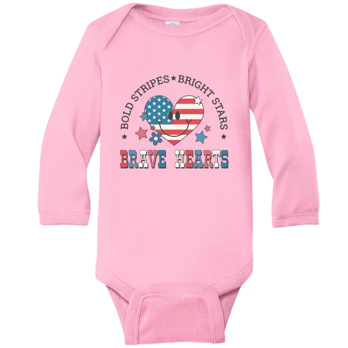 Bold Stripes Bright Stars Brave Hearts Baby Long Sleeve Bodysuit