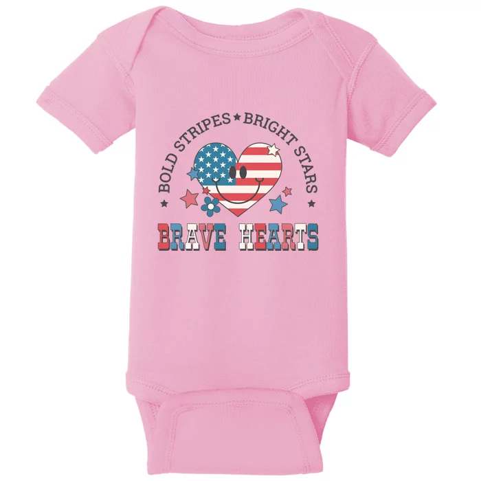 Bold Stripes Bright Stars Brave Hearts Baby Bodysuit