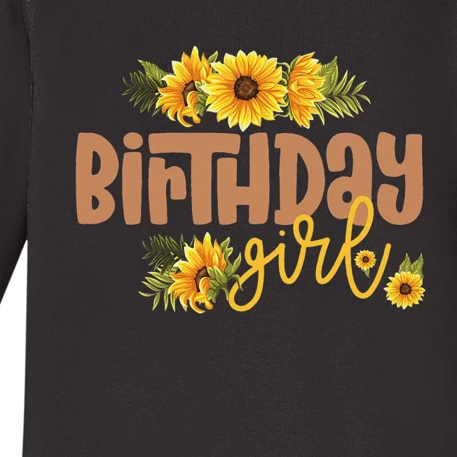 Birthday Sunflower Birthday Party Theme Rustic Baby Long Sleeve Bodysuit