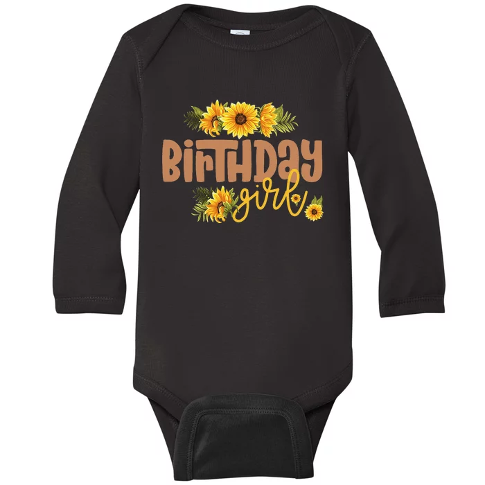 Birthday Sunflower Birthday Party Theme Rustic Baby Long Sleeve Bodysuit