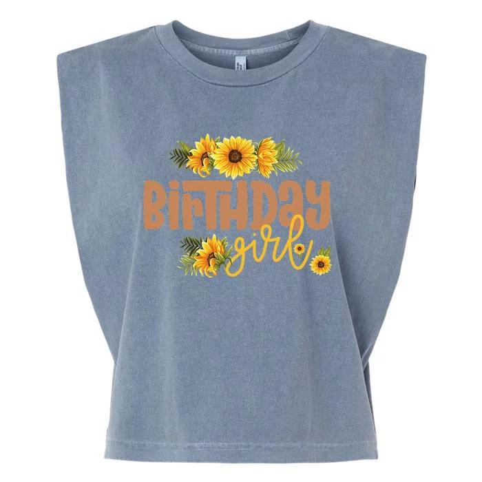 Birthday Sunflower Birthday Party Theme Rustic Garment-Dyed Women's Muscle Tee