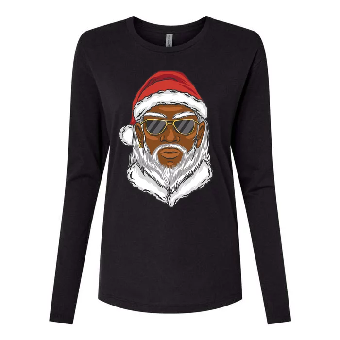 Black Santa Womens Cotton Relaxed Long Sleeve T-Shirt