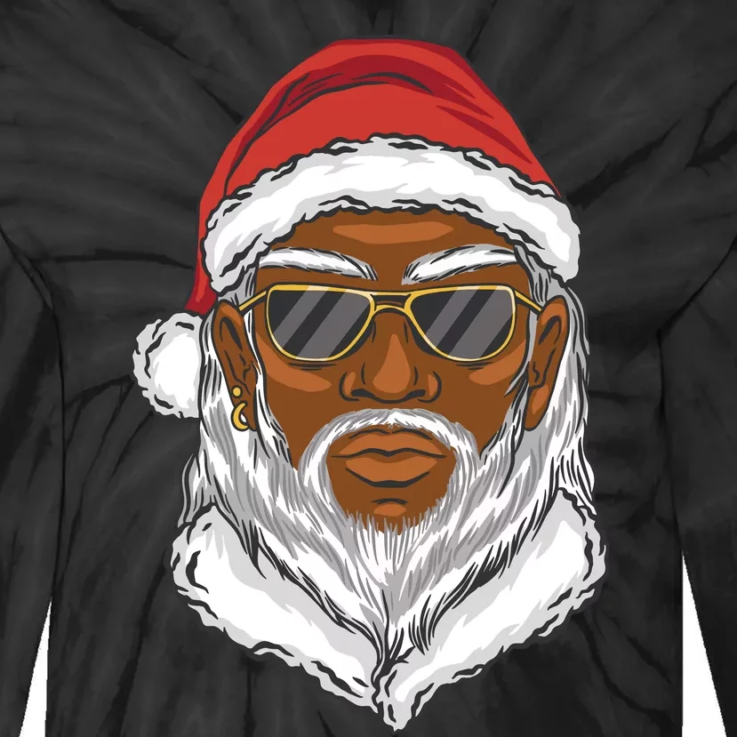 Black Santa Tie-Dye Long Sleeve Shirt