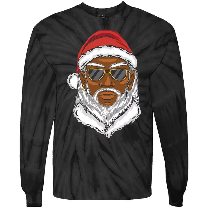 Black Santa Tie-Dye Long Sleeve Shirt