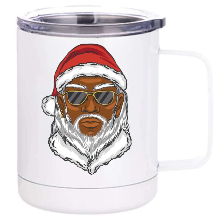 Black Santa Front & Back 12oz Stainless Steel Tumbler Cup