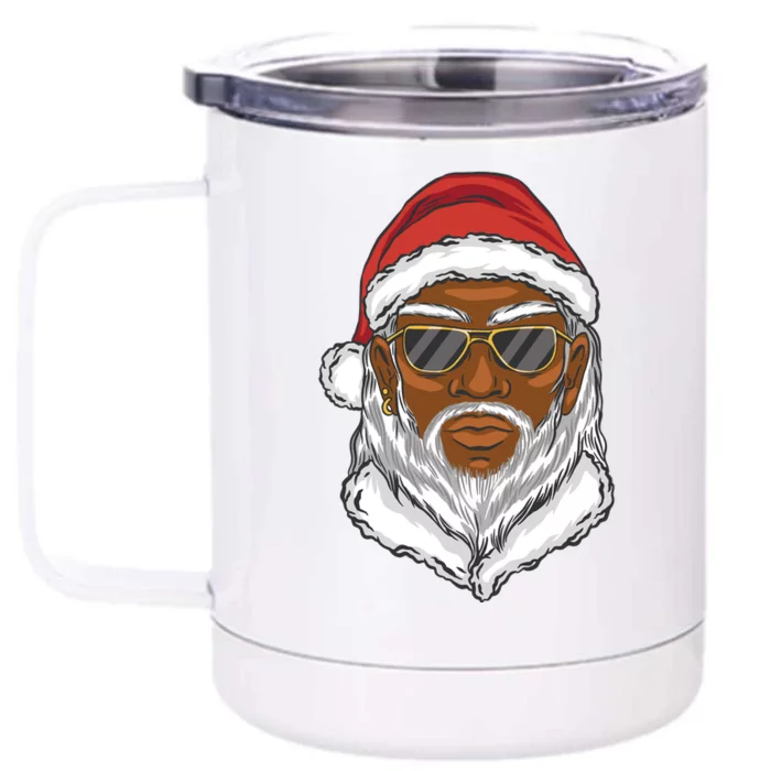 Black Santa Front & Back 12oz Stainless Steel Tumbler Cup