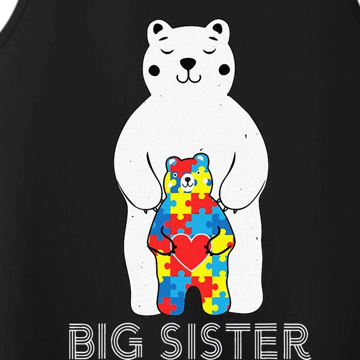 Big Sister Bear Autism Awareness Love Support Mom Lo Performance Tank