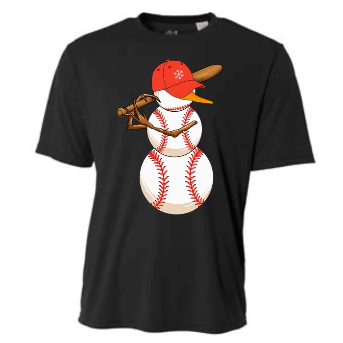 Baseball Snowman Balls Snow Christmas Xmas Cooling Performance Crew T-Shirt