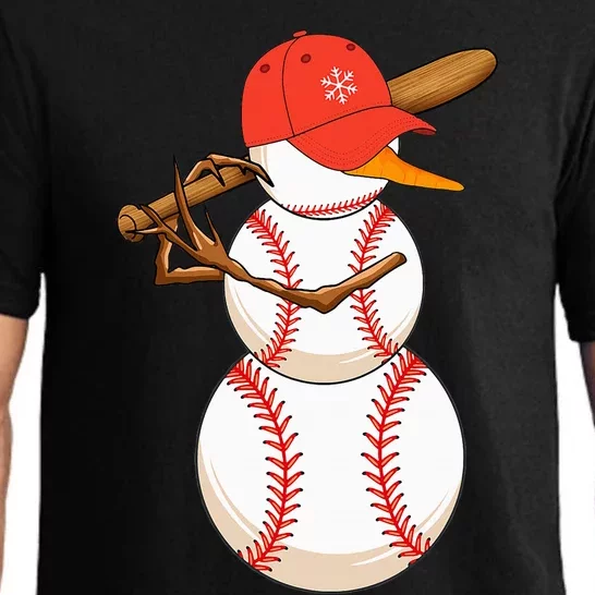 Baseball Snowman Balls Snow Christmas Xmas Pajama Set