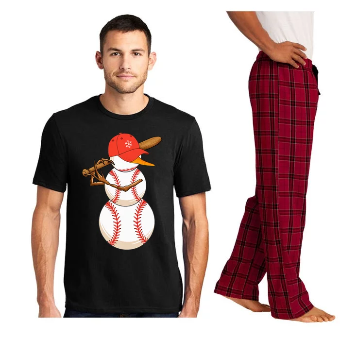 Baseball Snowman Balls Snow Christmas Xmas Pajama Set