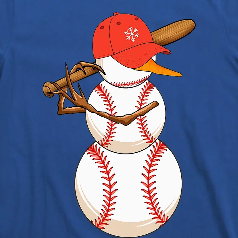 Baseball Snowman Balls Snow Christmas Xmas T-Shirt