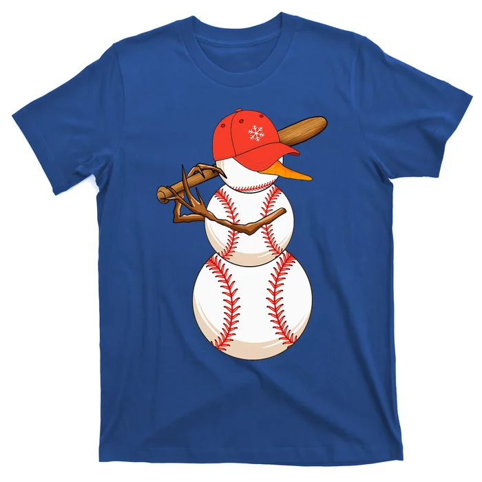 Baseball Snowman Balls Snow Christmas Xmas T-Shirt