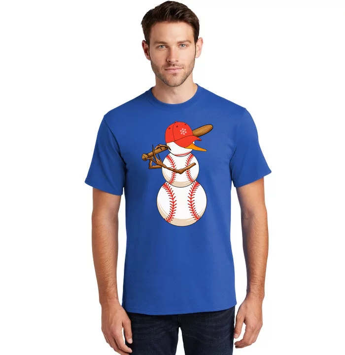 Baseball Snowman Balls Snow Christmas Xmas Tall T-Shirt