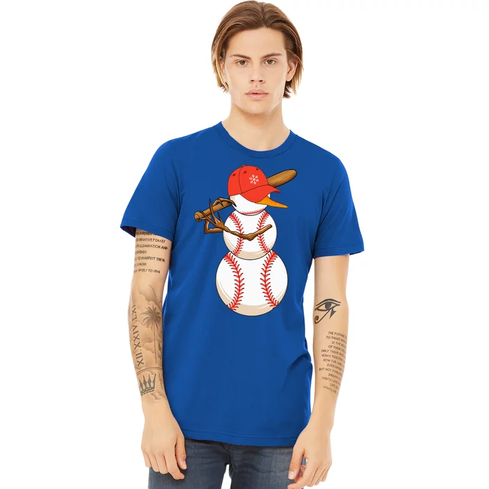 Baseball Snowman Balls Snow Christmas Xmas Premium T-Shirt