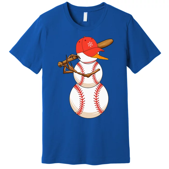 Baseball Snowman Balls Snow Christmas Xmas Premium T-Shirt