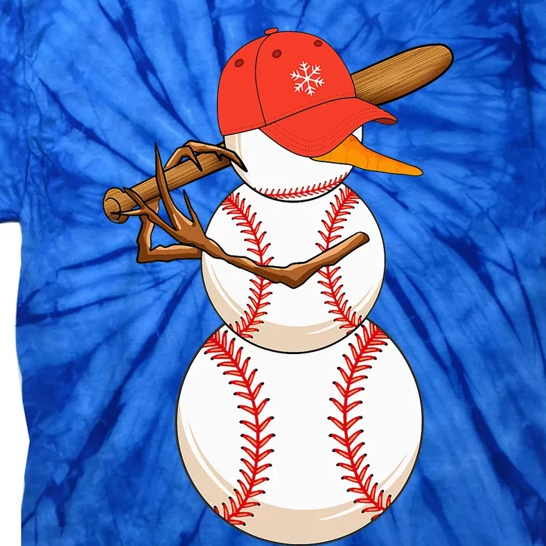 Baseball Snowman Balls Snow Christmas Xmas Tie-Dye T-Shirt