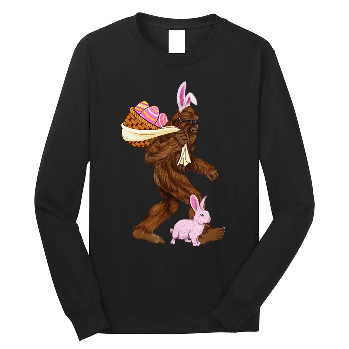 Bigfoot Sasquatch Bunny Easter Rabbit Basket Hunting Eggs Long Sleeve Shirt