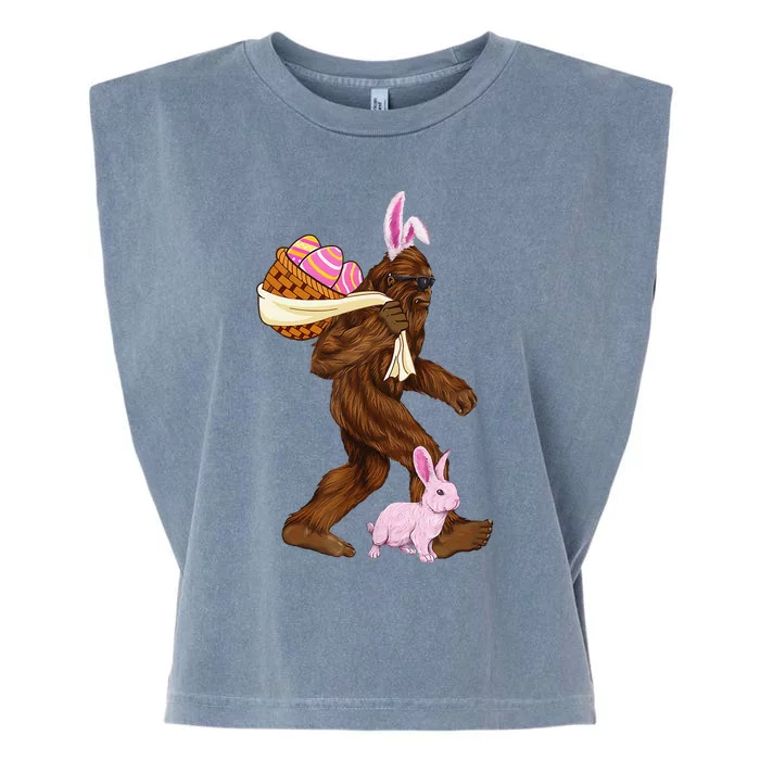 Bigfoot Sasquatch Bunny Easter Rabbit Basket Hunting Eggs Garment-Dyed Women's Muscle Tee