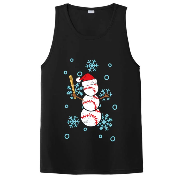 Baseball Snow Bat Pitcher Catcher Snow Holidays Gift Performance Tank