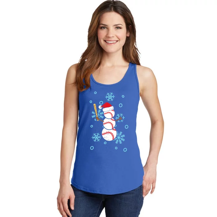 Baseball Snow Bat Pitcher Catcher Snow Holidays Gift Ladies Essential Tank